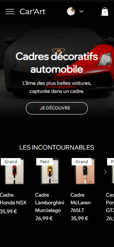 Site Car'Art Shop en version mobile responsive