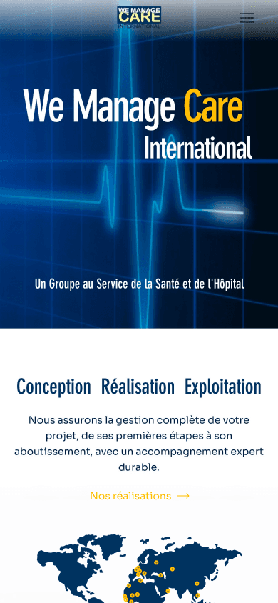 Site We Manage Care Int. en version mobile responsive